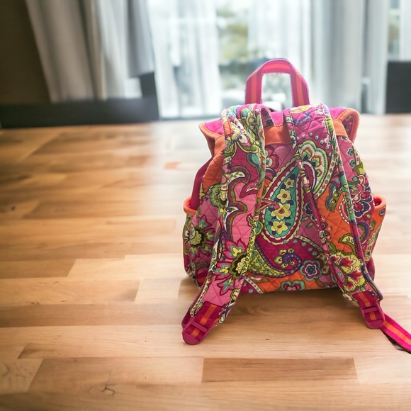 VERA BRADLEY PINK SWIRLS CANVAS BACK PACK - Picture 7 of 12
